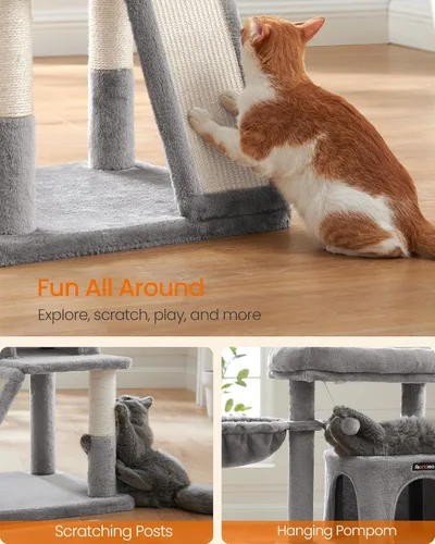 Miniatura 7 de FEANDREA Árbol para gatos con postes de rascar cubiertos de sisal; torre para gatos, condominio para gatos
