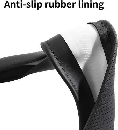 Miniatura 5 de Funda universal para volante, de 15 pulgadas, protector de volante de piel sintética antideslizante, transpirable y compatible con calefacción