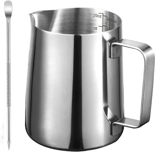 Miniatura 9 de Espresso Milk Frothing Pitchers 12oz/20oz Milk Frother Pitcher 304 Stainless Steel Barista Milk Steaming Jug Cup for Making Coffee Cappuccino Latte