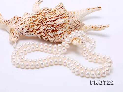 Miniatura 7 de JYX Pearl Collar largo 0.354-0.394 in plano redondo blanco perla de agua dulce collar suéter sin fin 32", Perla, Perla