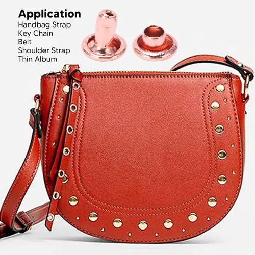 Miniatura 3 de Tgoon Remaches de doble tapa, 100 remaches de cuero, remaches de oro rosa, remaches de hierro y metal, botón redondo rápido para bolsos, bolsos