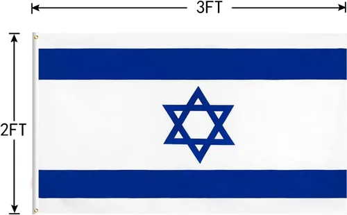 Miniatura 4 de Bandera de Israel de 2 x 3 pies con estampado de bandera israelí con colores vivos y ojales de latón para exhibición en todo tipo de clima, exterior