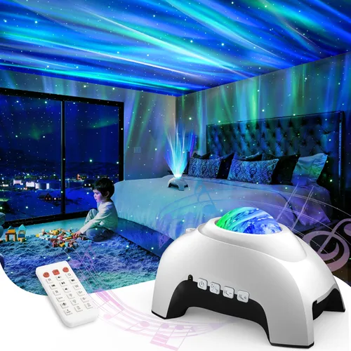Miniatura 9 de AIRIVO - Proyector de estrellas, proyector de luz nocturna y altavoz de música y ruido blanco, proyector de máquina de sonido para niños adultos