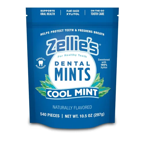 Zellies | Chicles de menta fresca de xilitol 100% | Sin aspartamo, sin gluten, vegano y kosher (540 unidades - paquete de 1)