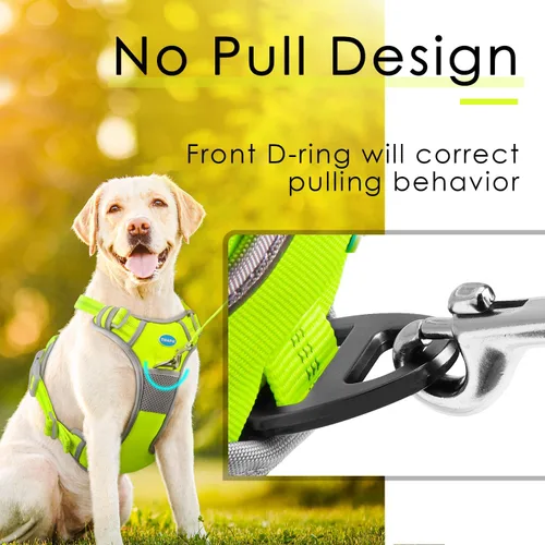 Miniatura 2 de ThinkPet Juego de arnés deportivo sin tirones, arnés deportivo transpirable con asa, chaleco de seguridad acolchado reflectante para perro con Arnés