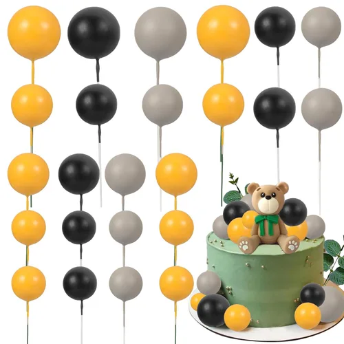 Miniatura 22 de Gyufise 30 Piezas Bolas Topper para Pastel DIY Insertables para Pastel Palillos de Bolas para Pastel Topper para Cupcakes para Fiesta de Cumpleaños