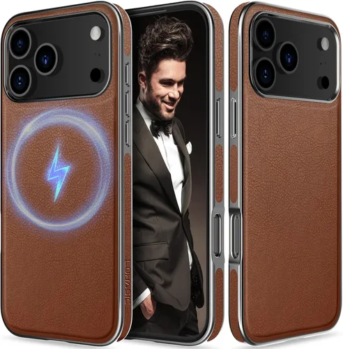 Miniatura 20 de LOHASIC Funda de cuero para iPhone 17 Pro, compatible con MagSafe Professional Business Style Funda protectora de piel sintética de primera calidad