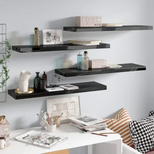 Miniatura 139 de Estantes flotantes de pared, juego de 4 estantes decorativos para montar en la pared, estante colgante con soportes invisibles para decoración