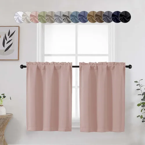 Miniatura 14 de Aqua Cafe - Juego de 2 paneles de cortinas opacas de 24 pulgadas de largo, con aislamiento térmico suave y sólido, para ventanas de baño, sótano