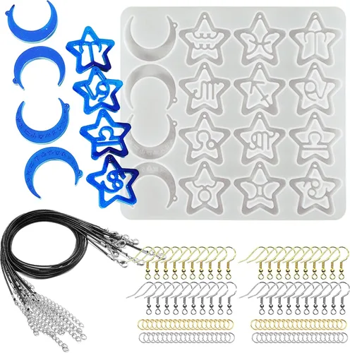 Miniatura 12 de 3 moldes de resina para colgantes, moldes de joyería de resina de silicona, kit de fabricación de aretes, moldes de silicona con llaveros, anillos