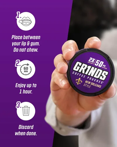 Miniatura 6 de Grinds Bolsas de café 3 latas de New Orleans Fabricado en los Estados Unidos Sin tabaco, sin nicotina alternativa saludable 18 bolsas por