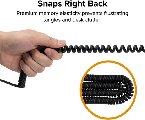 Miniatura 5 de iSoHo Phones: Cable de teléfono para teléfono fijo – sin problemas, cable de línea terrestre rizado para teléfono – fácil de usar + excelente Negro
