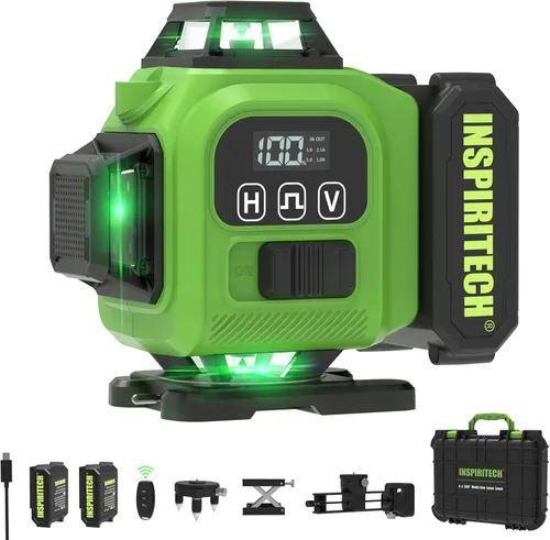 Miniatura 10 de Nivel Láser de Piso Autonivelante, Láser de Línea Cruzada Horizontal Vertical 3x360, Alineación de Haz Verde 3D para Piso de Baldosas, Pared y Techo