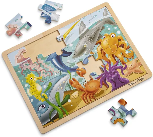 Miniatura 4 de melissa & doug animales bajo el mar océano rompecabezas de madera, Versión estándar, Multicolor