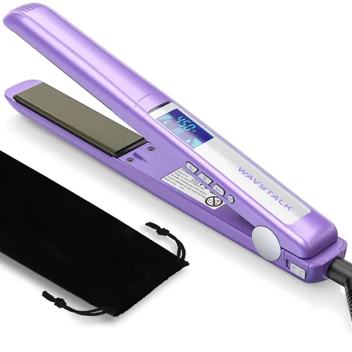 Plancha plana de pelo Pro de Wavytalk, plancha plana 100% de titanio puro para deslizamiento fácil, alisador y rizador para todos los peinados,