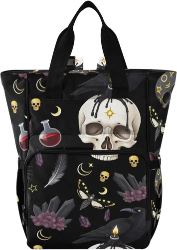 Miniatura 20 de MNSRUU Bolsa de pañales de calavera gris, mochila multifunción para pañales de viaje, bolsa de pañales de gran capacidad, mochilas para cambiar