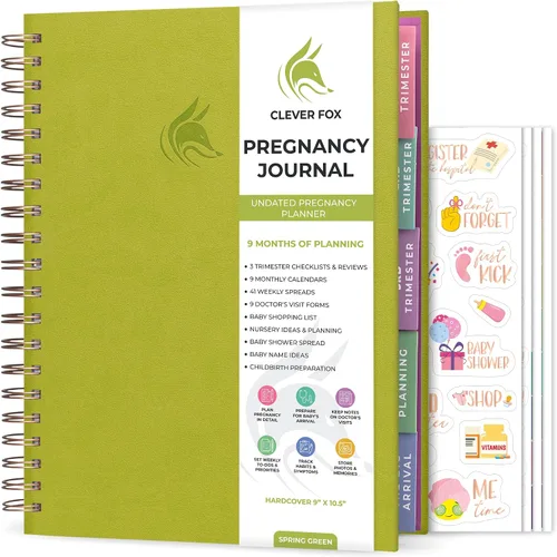 Miniatura 16 de Clever Fox Diario de embarazo y libro de recuerdos – Agenda de embarazo y cuaderno para futuras mamás – Recuerdo del bebé, regalo para madres