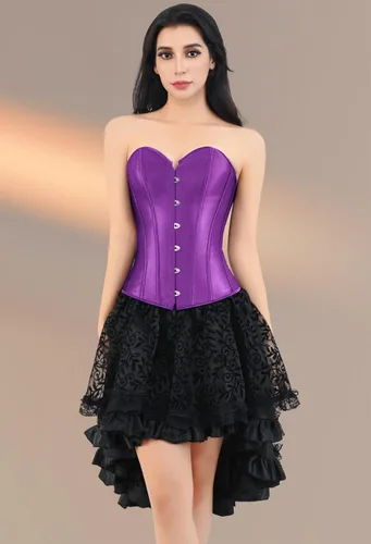 Miniatura 6 de Kranchungel Tops de corsé para mujer corsé renacentista de talla grande - Bustier con cordones Overbust disfraces de Halloween - Sesiones de fotos