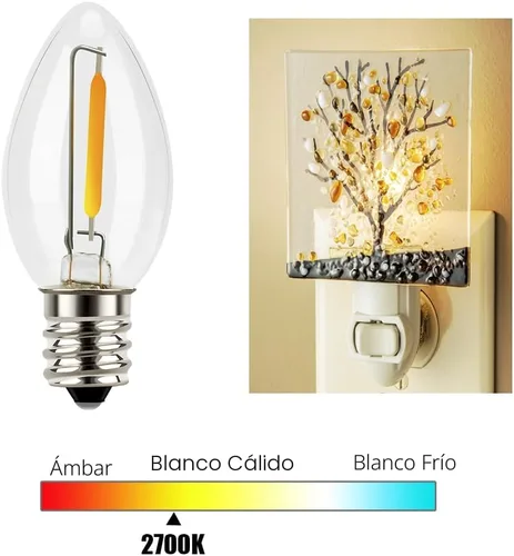 Miniatura 4 de Emotionlite - Bombillas de luz nocturna, bombillas LED C7 para candelabro, base de candelabro E12, equivalente a incandescente de 4 W, 5 W, 6 W, 7