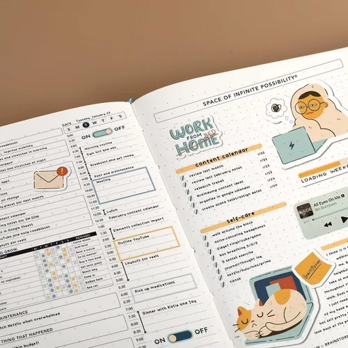 Miniatura 7 de CAGIE Cuaderno de cuadrícula de cuadrícula con puntos y balas, color negro A5
