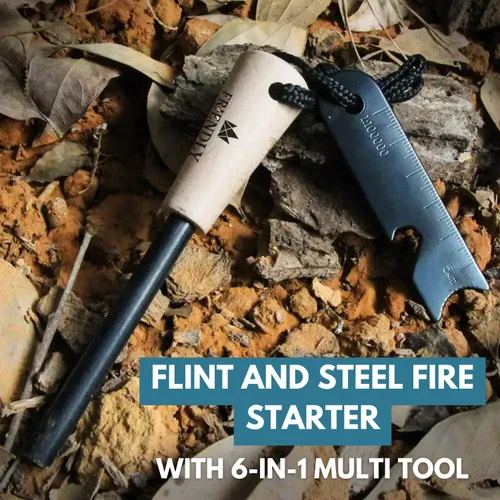 Miniatura 2 de The Friendly Swede Ferro Rod Herramienta Iniciadora de Fuego — Herramienta de Supervivencia Iniciadora de Fuego de Pedernal y Acero con Mango