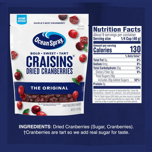 Miniatura 2 de Ocean Spray, Craisins - Arándanos secos, original, bolsa resellable de 12 onzas