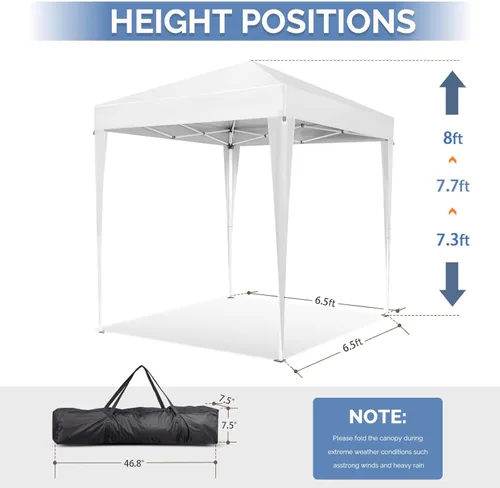 Miniatura 3 de VINGLI Tienda de campaña emergente de 6.5 x 6.5 pies con paredes laterales, toldo para cenador al aire libre, tiendas de campaña para eventos