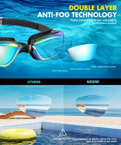 Miniatura 6 de NSSIW Swim Goggles,Anti-Fog Swimming Goggles, 3 Pack Goggles Swimming Adult Men Women Youth