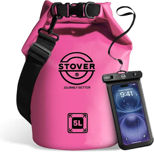 Miniatura 36 de STOVER 5/10/25/30/40/55L Waterproof Dry Bag- Roll-Top Backpack w/Phone Case- Kayaking, Hiking, Camping, Boating- Men/Women 10L morado