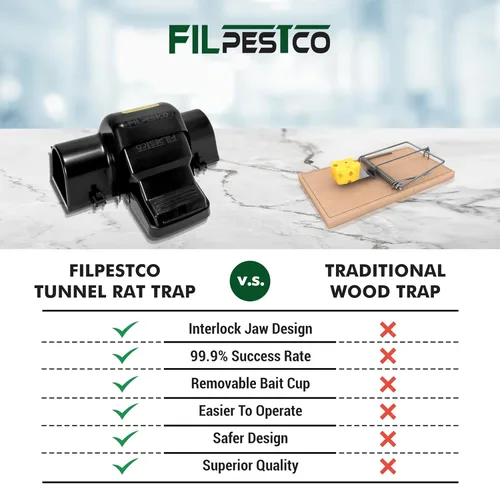 Miniatura 3 de Juego de 2 trampas de túnel extra grandes profesionales para ratas, trampa para ratones, trampa reutilizable, resistente para control de plagas