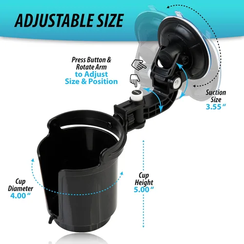 Miniatura 2 de ZONETECH Soporte plegable empotrado para bebidas, organizador de bebidas ajustable para vehículos, color negro de alta calidad
