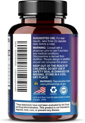 Miniatura 8 de Complejo de glucosamina condroitina MSM - Suplemento de apoyo articular de fuerza 3X con sulfato de glucosamina, cúrcuma, boswellia - Para
