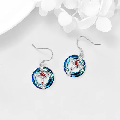 Miniatura 20 de POPKIMI Bonitos aretes colgantes de animales, joyería de animales, regalos de cumpleaños y Navidad para mujeres, aretes de ópalo de cristal de plata