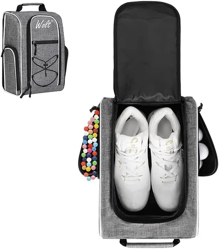 Miniatura 7 de Wolt Bolsa para zapatos de golf - Bolsas de transporte para zapatos deportivos y de viaje con ventilación y doble bolsillo exterior para accesorios