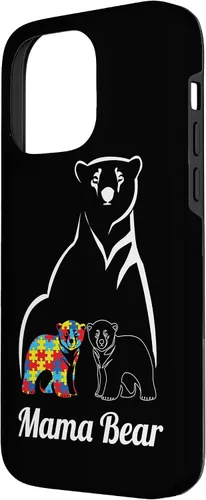 Miniatura 2 de Funda para iPhone 14 Pro Max para concientización sobre el autismo, mamá oso, mamá y niño