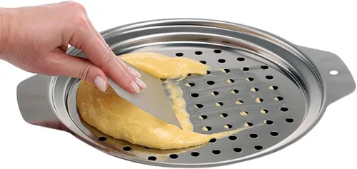 KEISSCO Tapa de acero inoxidable para hacer Spaetzle con raspador - Tradicional máquina alemana para hacer fideos de huevo, olla para espaguetis,