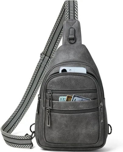 Miniatura 10 de Leresas - Bolsa de 7L para colgarse para mujeres y hombres, 4 bolsillos con cremallera, bolsas de moda estilo bandolera, riñonera, bolso de cuero