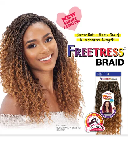 Miniatura 4 de FreeTress - Trenzas de ganchillo boho hippie de 12 pulgadas (caramelo)