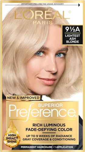 Miniatura 13 de L'Oreal Paris Superior Preference Fade-Defying + Shine - Tinte permanente para el cabello, rubio rosado medio 8RB, paquete de 1, tinte para el 8RB