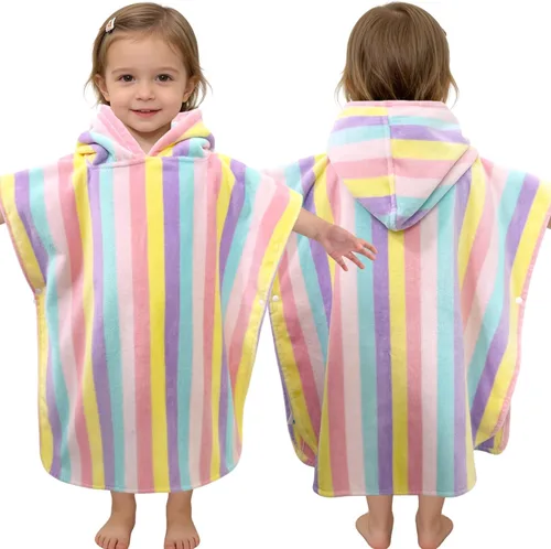 Miniatura 24 de Toallas tipo poncho con capucha para niños pequeños, de gran tamaño (2-4 años, 22 x 22 pulgadas), hechas de 100% algodón suave, toallas absorbentes