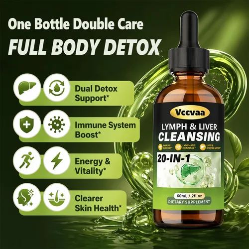Miniatura 2 de Lymph & Liver Cleanse Liquid Drops, 20-in-1 Lymphatic Drainage Drops, Natural Herbal Complex with Milk Thistle, Echinacea, Fucoxanthin - Gentle