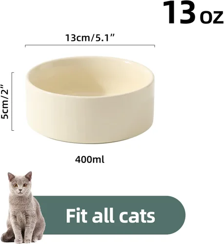 Miniatura 2 de Havniva Juego de 2 cuencos de cerámica para gatos, cuencos de comida y agua para gatos, gatitos, 2 platos para gatos, comedero para mascotas