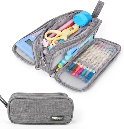 Global Park Estuche para lápices, bolsa grande y bonita para suministros de regreso a la escuela, con cremallera, cartuchera escolar para niños,