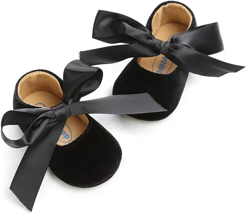 Miniatura 4 de Zapatos planos Mary Jane para bebés niñas, suela de goma antideslizante, con lazo, zapatos de vestir de princesa para niñas pequeñas