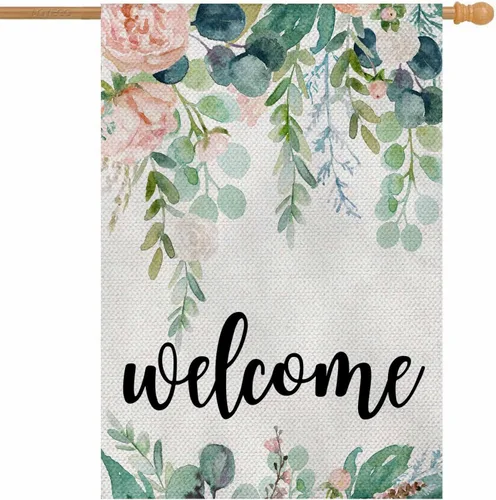 Miniatura 9 de AOYEGO Bandera vertical de bienvenida para casa de gato, arpillera de doble cara, gato negro con ojos amarillos, decoración de temporada al aire