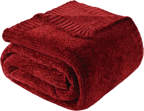 Miniatura 18 de BATTILO HOME Manta de Chenille Verde Oliva para Sofá, Acogedora Manta de Punto para Cama, Sofá, Exteriores, Súper Suave y Cálida, Mantas de Chenille