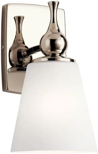 Kichler Cosabella™ - Aplique de pared con 1 luz de 6 pulgadas con estuche grabado satinado ópalo en níquel pulido