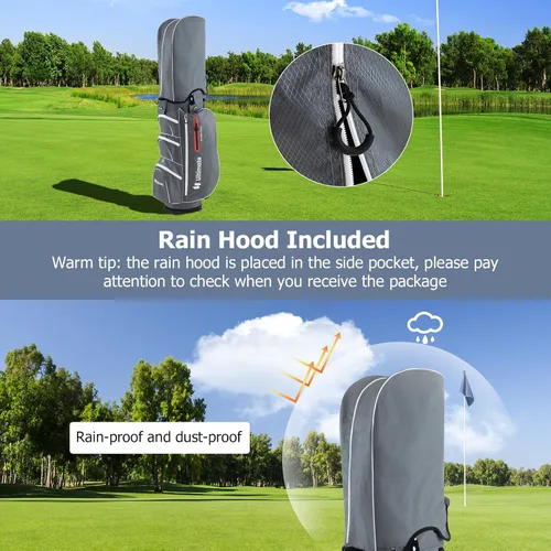 Miniatura 6 de Bolsa de carrito de golf Tangkula con divisores superiores de 15 vías, bolsa ligera para palos de golf con hueco individual para putter y 7 Gris