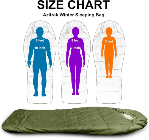 Miniatura 4 de Saco de dormir de mamá de 0 grados para adultos para campamento XXL grande y alto 3-4 estaciones cálido fresco Saco de dormir de invierno