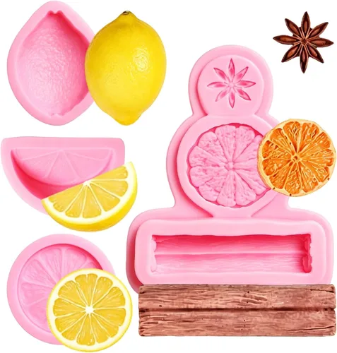 Moldes de chocolate para magdalenas de limón, molde de fondant de anís estrellado y canela, moldes de silicona para hornear frutas y limón para